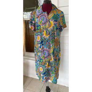 Vintage 1960s MOD House Causal Dress Flower Power Groovy Size L/XL